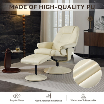 Massage Recliner Chair, 360° Swivel PU Leather Reclining Chair with Wrapped Base, Seat Heating and 140° Adjustable Backrest
