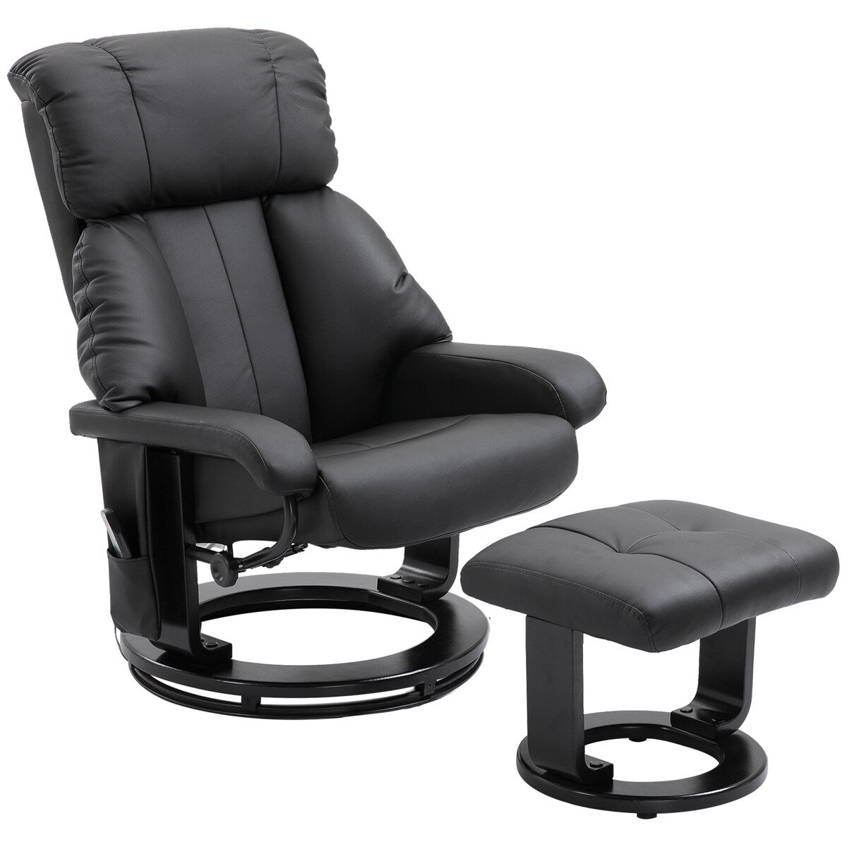 Massage Recliner in PU Leather with Footstool and 360? Swivel Function