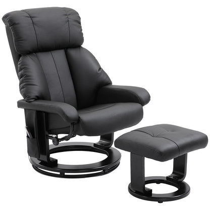 Massage Recliner in PU Leather with Footstool and 360? Swivel Function