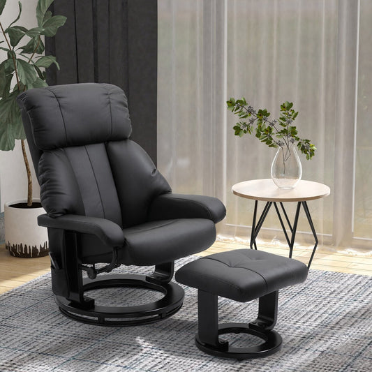 Massage Recliner in PU Leather with Footstool and 360? Swivel Function