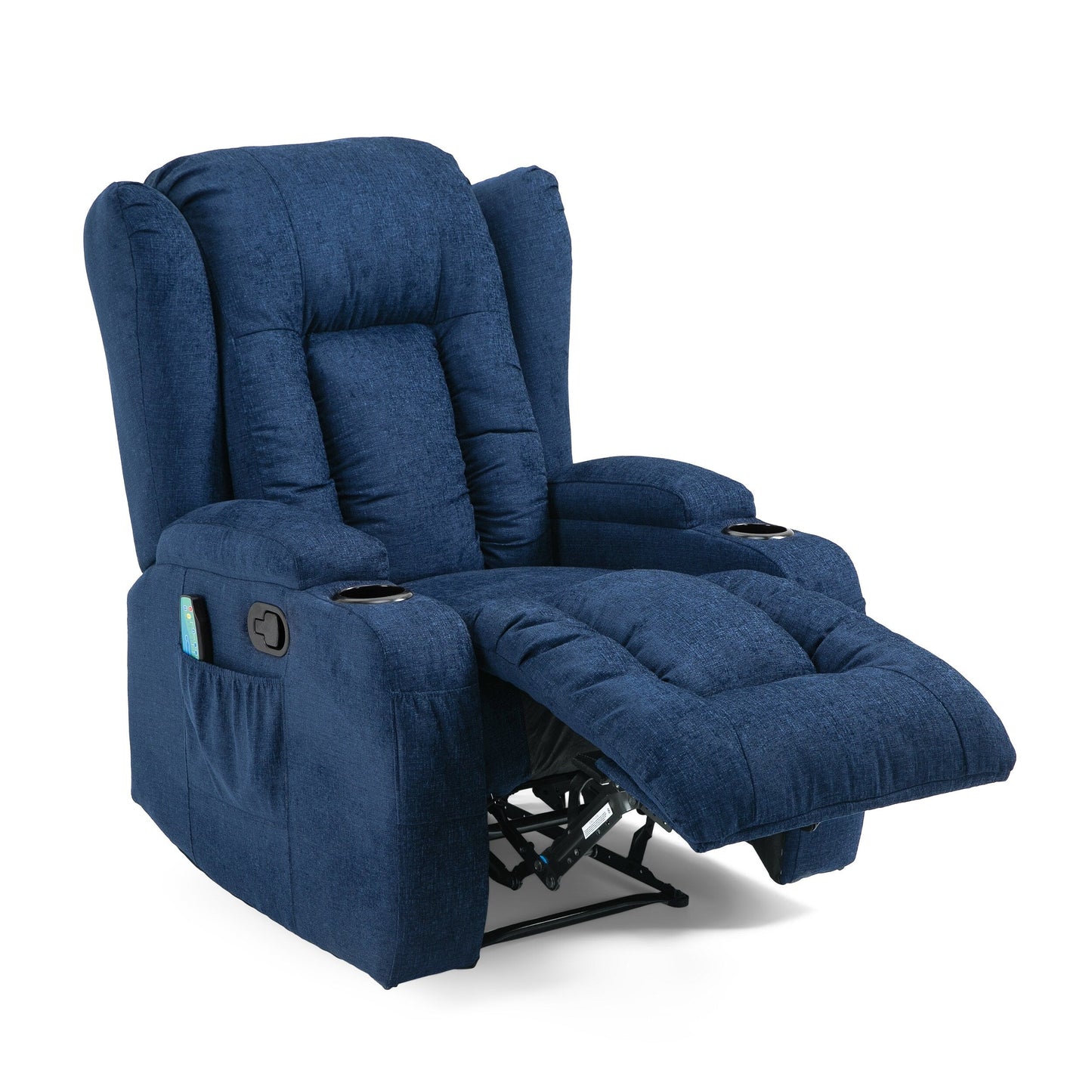 Massage Recliner with Heating, 5 Modes, Cup Holders, Remote Control, and Manual Reclining Feature