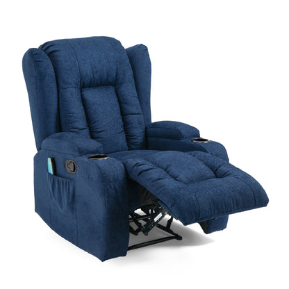 Massage Recliner with Heating, 5 Modes, Cup Holders, Remote Control, and Manual Reclining Feature
