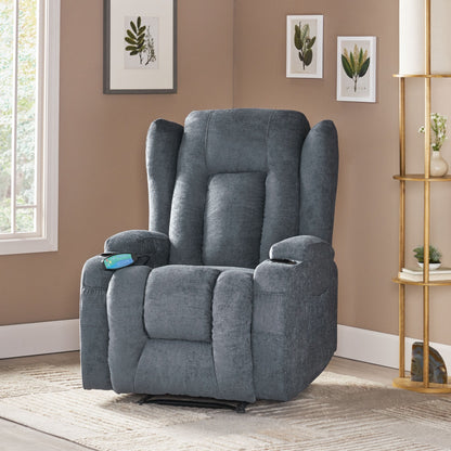 Massage Recliner with Heating, 5 Modes, Cup Holders, Remote Control, and Manual Reclining Feature