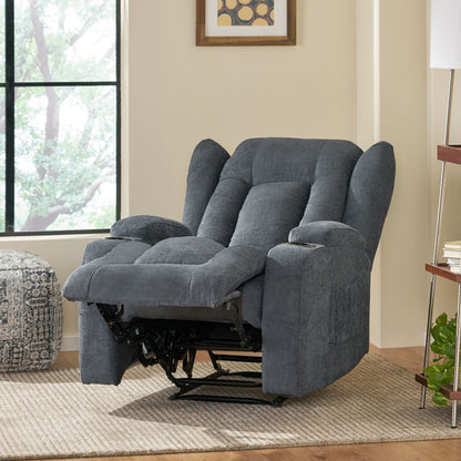 Massage Recliner with Heating, 5 Modes, Cup Holders, Remote Control, and Manual Reclining Feature