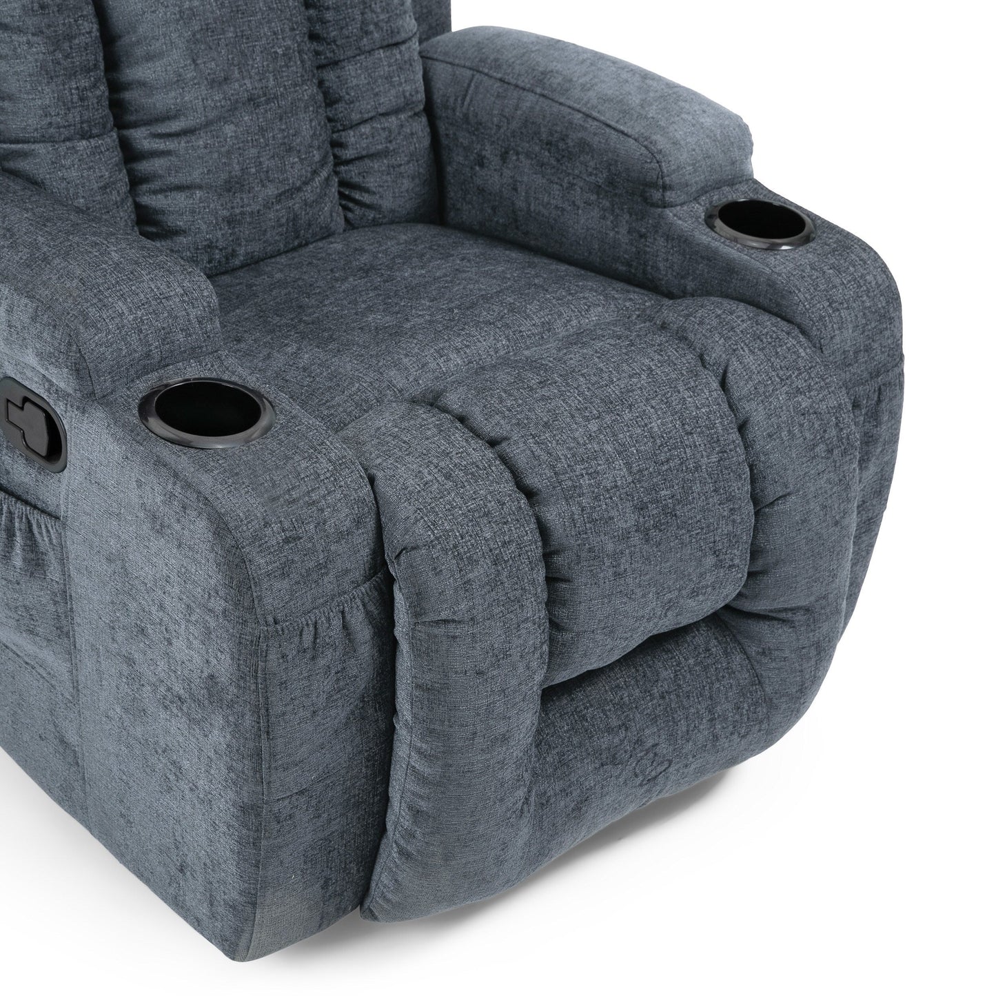 Massage Recliner with Heating, 5 Modes, Cup Holders, Remote Control, and Manual Reclining Feature