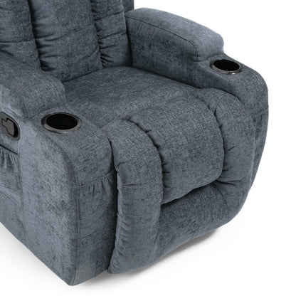 Massage Recliner with Heating, 5 Modes, Cup Holders, Remote Control, and Manual Reclining Feature