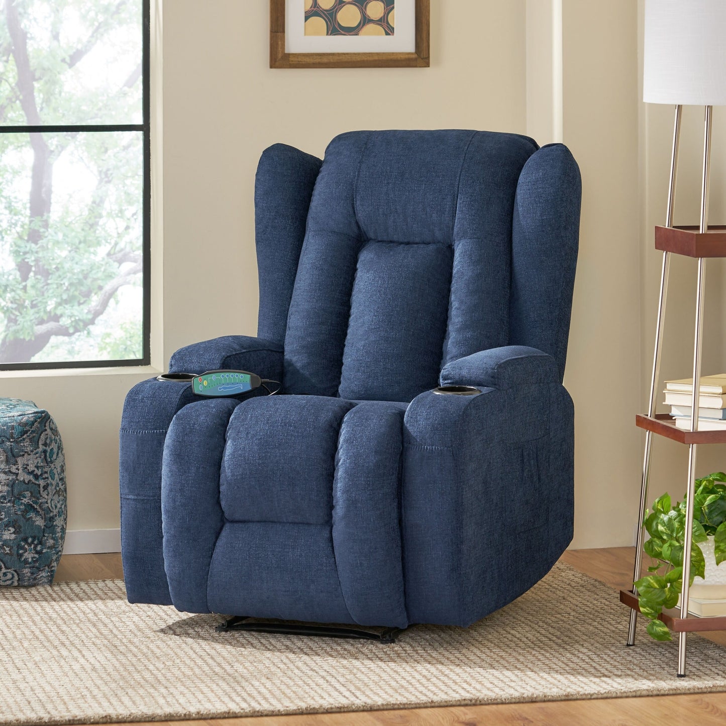 Massage Recliner with Heating, 5 Modes, Cup Holders, Remote Control, and Manual Reclining Feature