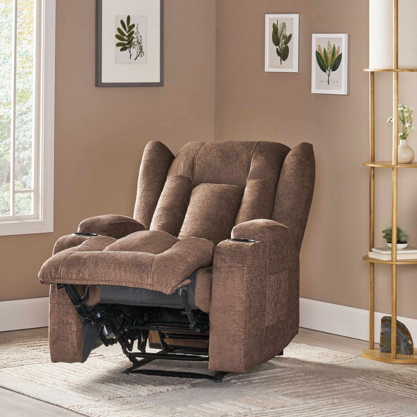 Massage Recliner with Heating, 5 Modes, Cup Holders, Remote Control, and Manual Reclining Feature