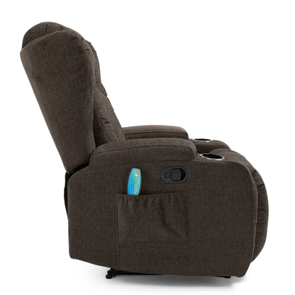 Massage Recliner with Heating, 5 Modes, Cup Holders, Remote Control, and Manual Reclining Feature