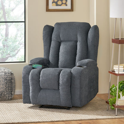 Massage Recliner with Heating, 5 Modes, Cup Holders, Remote Control, and Manual Reclining Feature