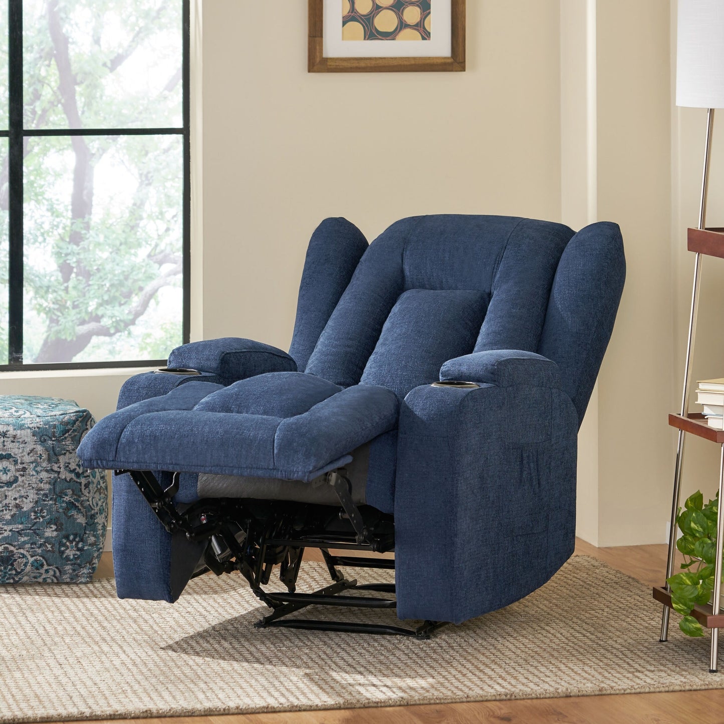Massage Recliner with Heating, 5 Modes, Cup Holders, Remote Control, and Manual Reclining Feature