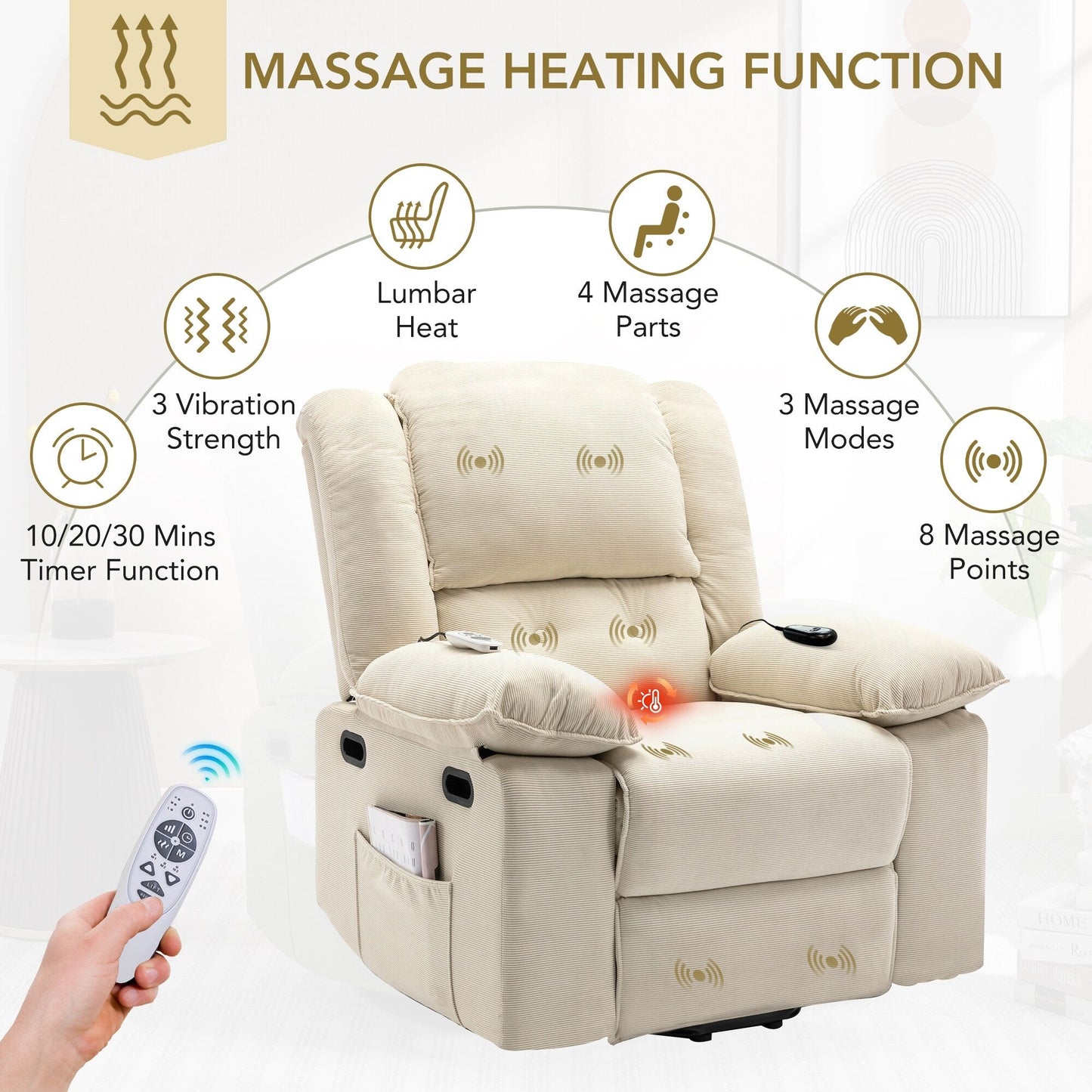 Massage Recliner,Power Lift Chair for Elderly