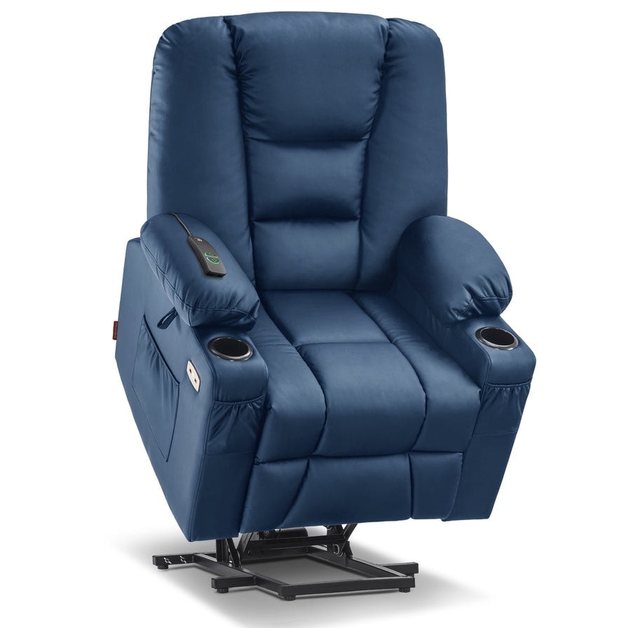 MCombo Small Power Lift Recliner Chair with Massage and Heat for Short Elderly People, Faux Leather 7569
