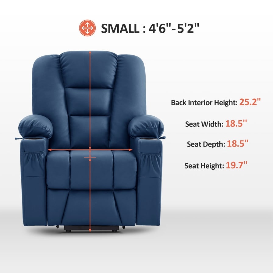 MCombo Small Power Lift Recliner Chair with Massage and Heat for Short Elderly People, Faux Leather 7569