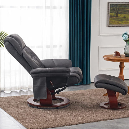 MCombo Swivel Recliners with Ottoman, Vibration Massage TV Chairs with Side Pocket