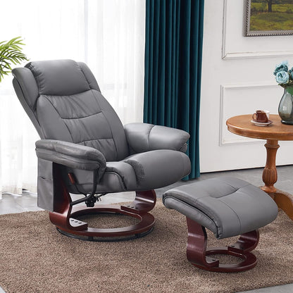 MCombo Swivel Recliners with Ottoman, Vibration Massage TV Chairs with Side Pocket