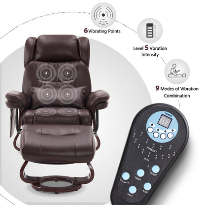 MCombo Swivel Recliners with Ottoman, Vibration Massage TV Chairs with Side Pocket