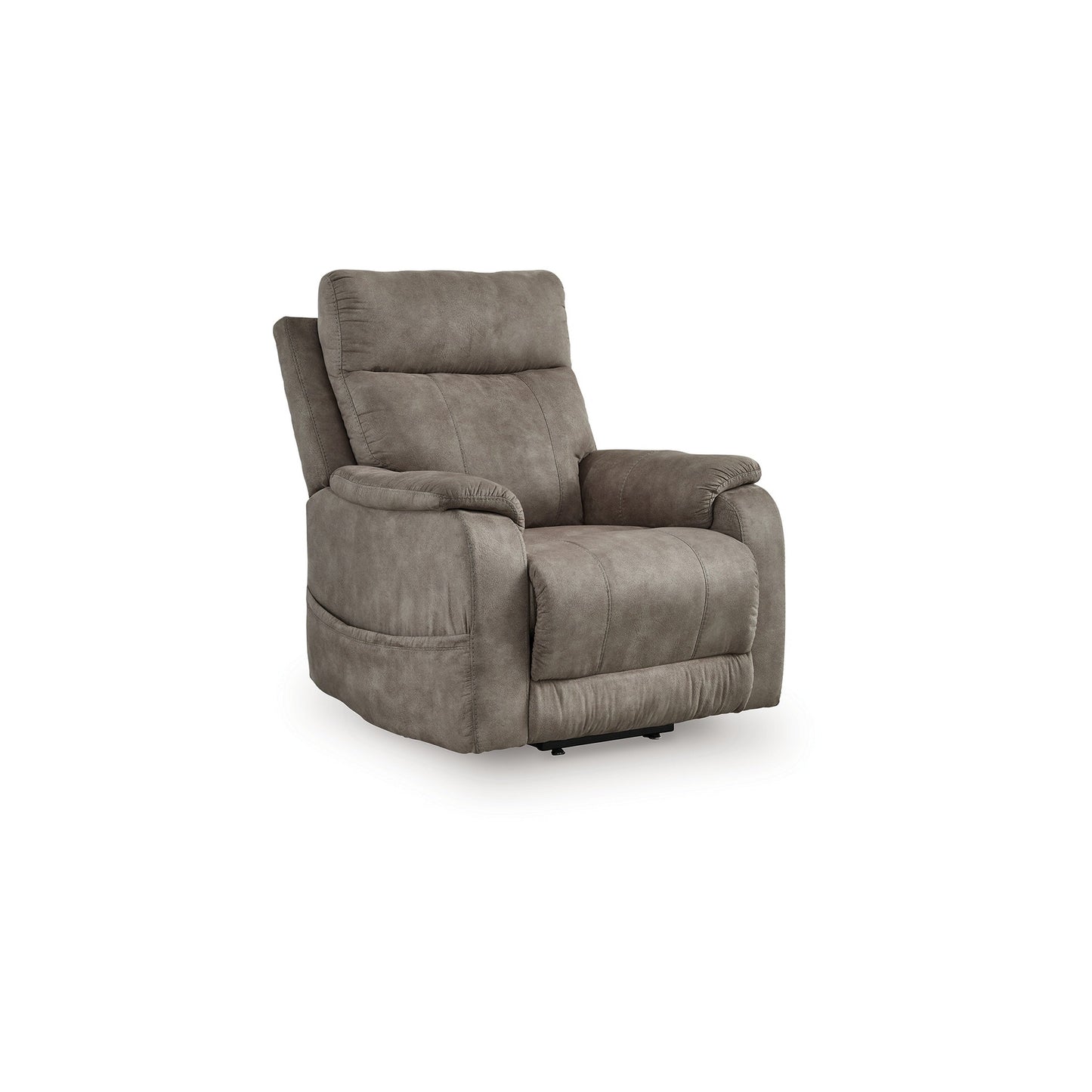 Mead Power Recliner Chair, Heat and Massage, 35 Inch Gray Faux Leather