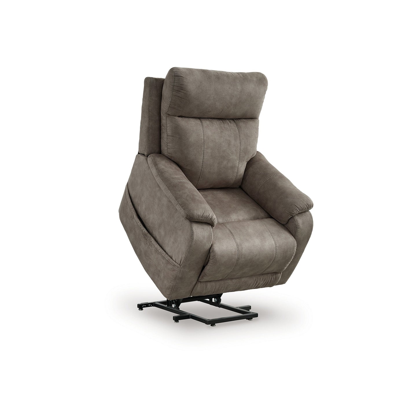 Mead Power Recliner Chair, Heat and Massage, 35 Inch Gray Faux Leather
