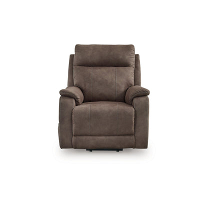Mead Power Recliner Chair, Heat, Massage, 35 Inch Brown Faux Leather