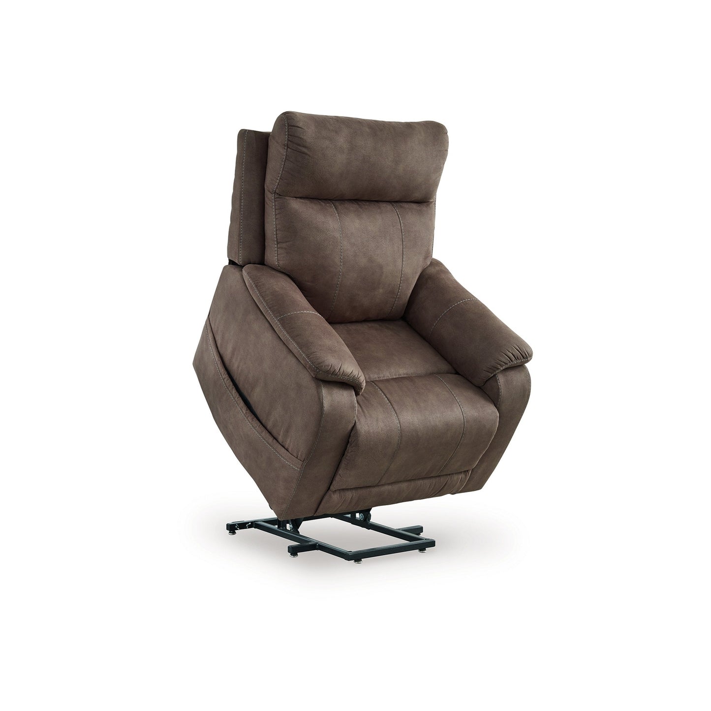 Mead Power Recliner Chair, Heat, Massage, 35 Inch Brown Faux Leather