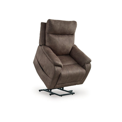 Mead Power Recliner Chair, Heat, Massage, 35 Inch Brown Faux Leather
