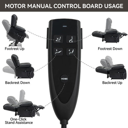 Medium-Sized Electric Power Lift Recliner Chair in Genuine Leather with Dual Motors, 8-Point Massage, Lumbar Heating