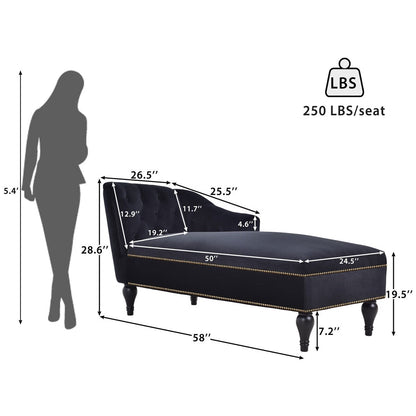 Merax 58 Velvet Button Tufted Right Arm Facing Chaise Lounge