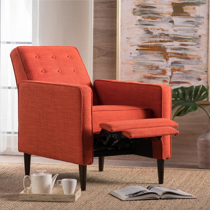Mervynn Mid-Century Modern Button Tufted Fabric Recliner by Christopher Knight Home