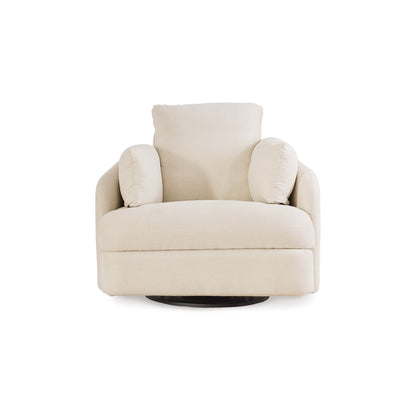 Meso Swivel Manual Glider Recliner Chair, Ivory Nuvella Polyester