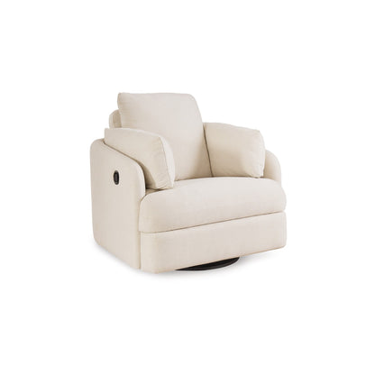 Meso Swivel Manual Glider Recliner Chair, Ivory Nuvella Polyester