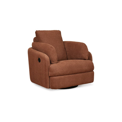 Meso Swivel Manual Glider Recliner Chair, Orange Nuvella Polyester