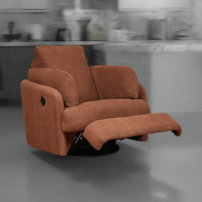 Meso Swivel Manual Glider Recliner Chair, Orange Nuvella Polyester