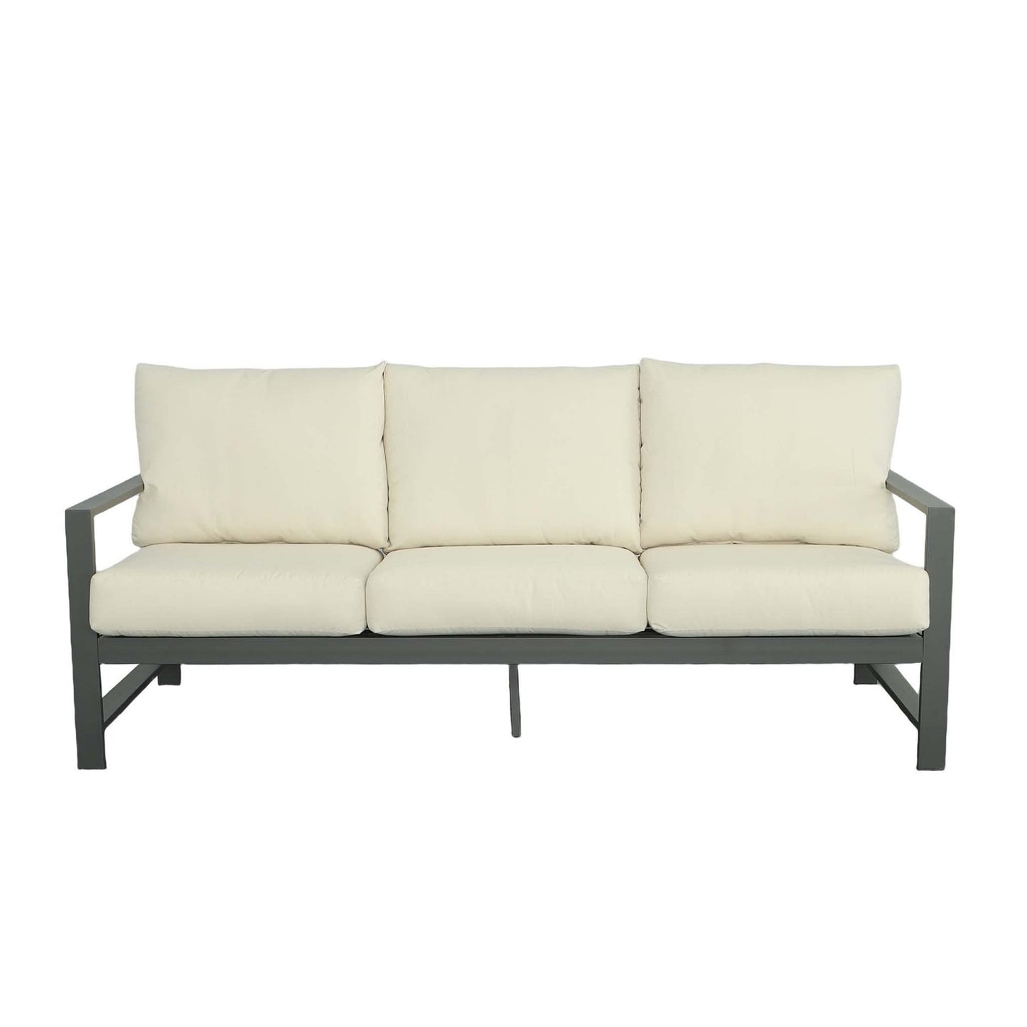 Metal Outdoor Sofa with Cushions - 77 - Gray and Beige