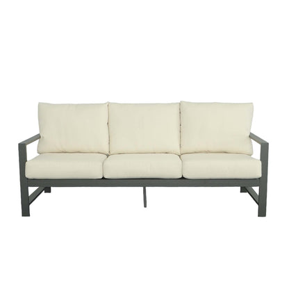 Metal Outdoor Sofa with Cushions - 77 - Gray and Beige