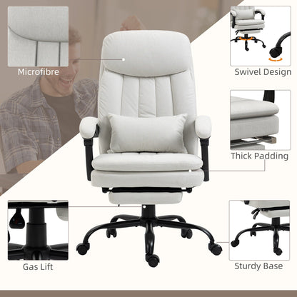 Microfibre 360Â° Swivel Office Recliner with Vibration Massage, Lumbar Heating, Lumbar Pillow, Footrest, Adjustable Height