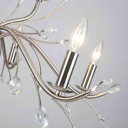 Farmhouse Retro Tree Branch Crystal Chandelier Candle-Style Pendant Light
