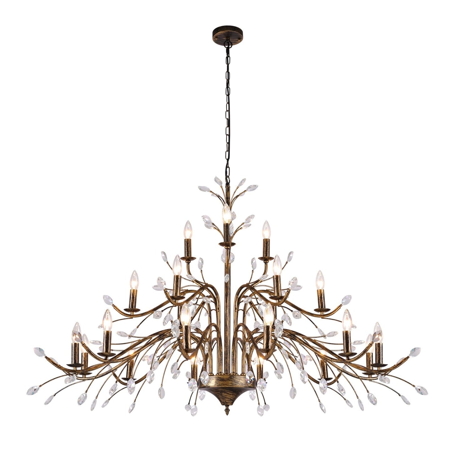 Farmhouse Retro Tree Branch Crystal Chandelier Candle-Style Pendant Light