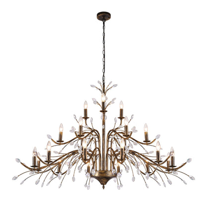 Farmhouse Retro Tree Branch Crystal Chandelier Candle-Style Pendant Light