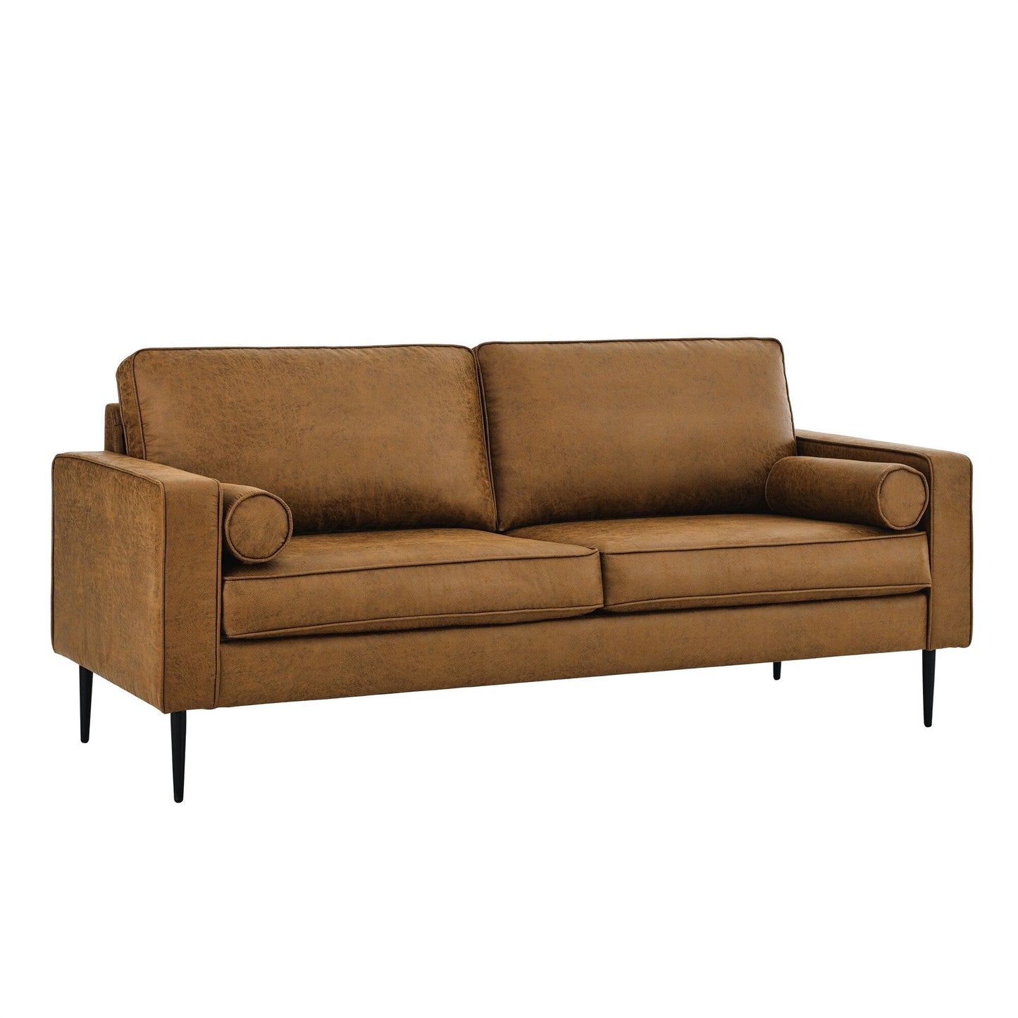 Mid-Century Modern Upholstered Loveseat Sofa with Pillows