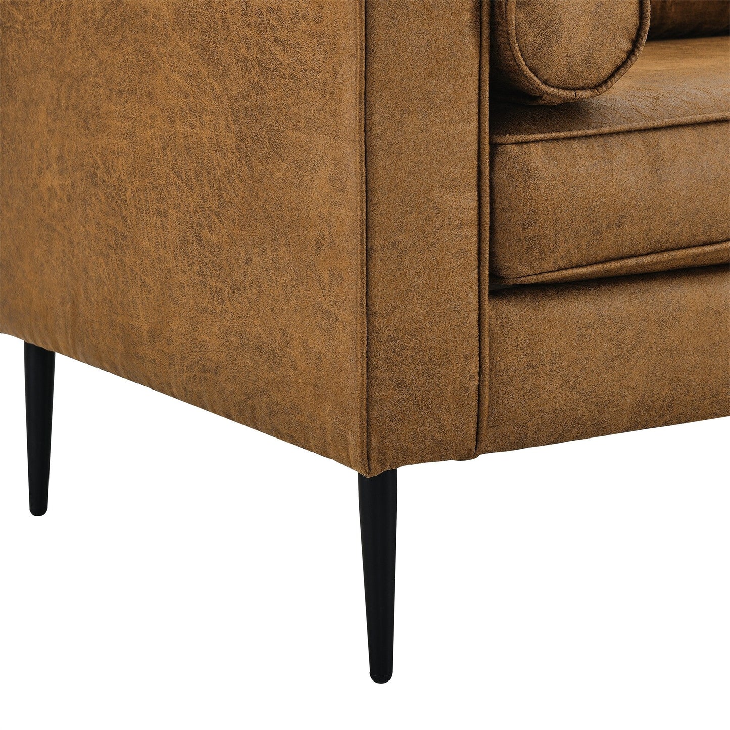 Mid-Century Modern Upholstered Loveseat Sofa with Pillows