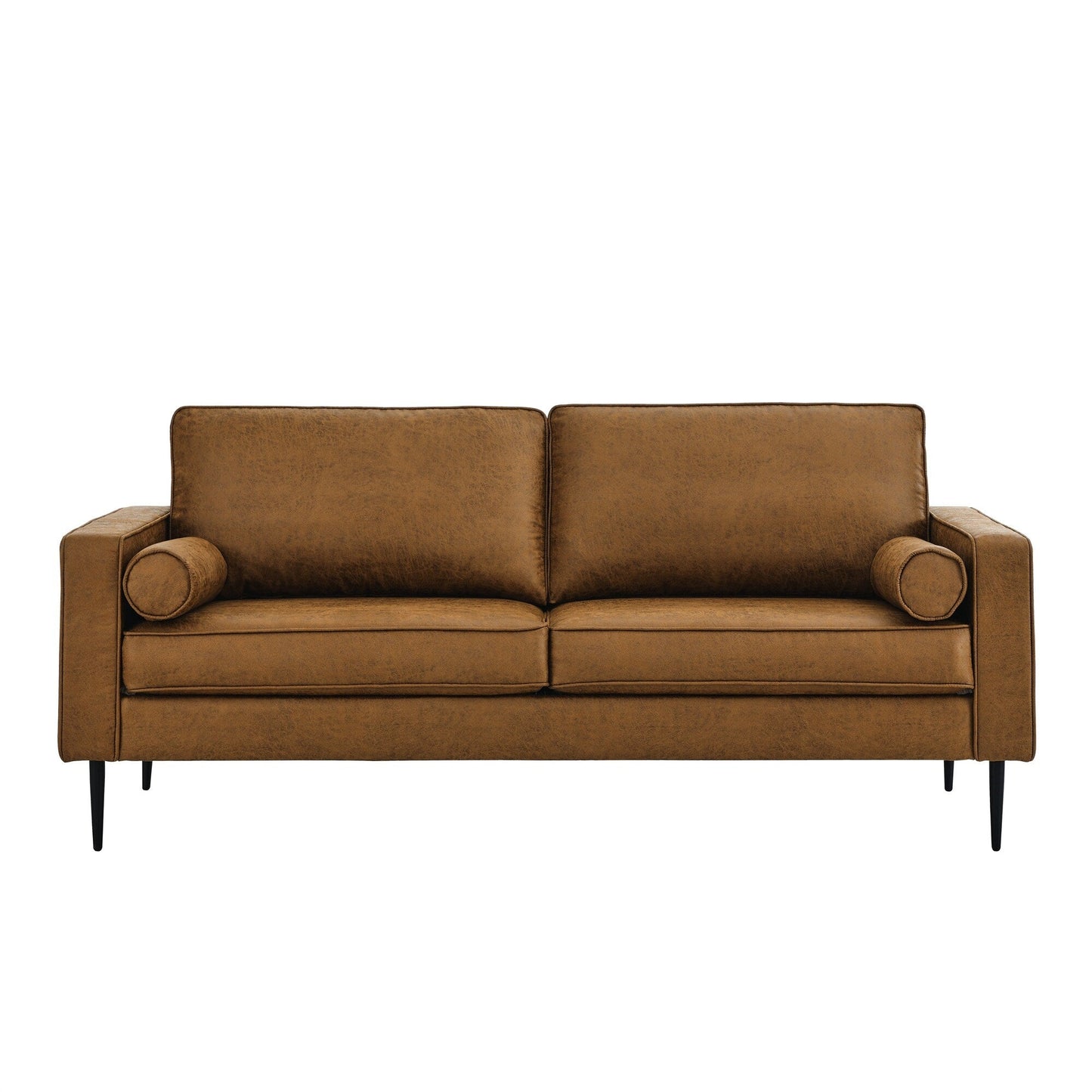 Mid-Century Modern Upholstered Loveseat Sofa with Pillows