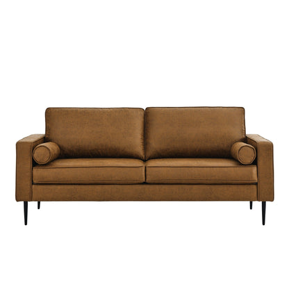 Mid-Century Modern Upholstered Loveseat Sofa with Pillows