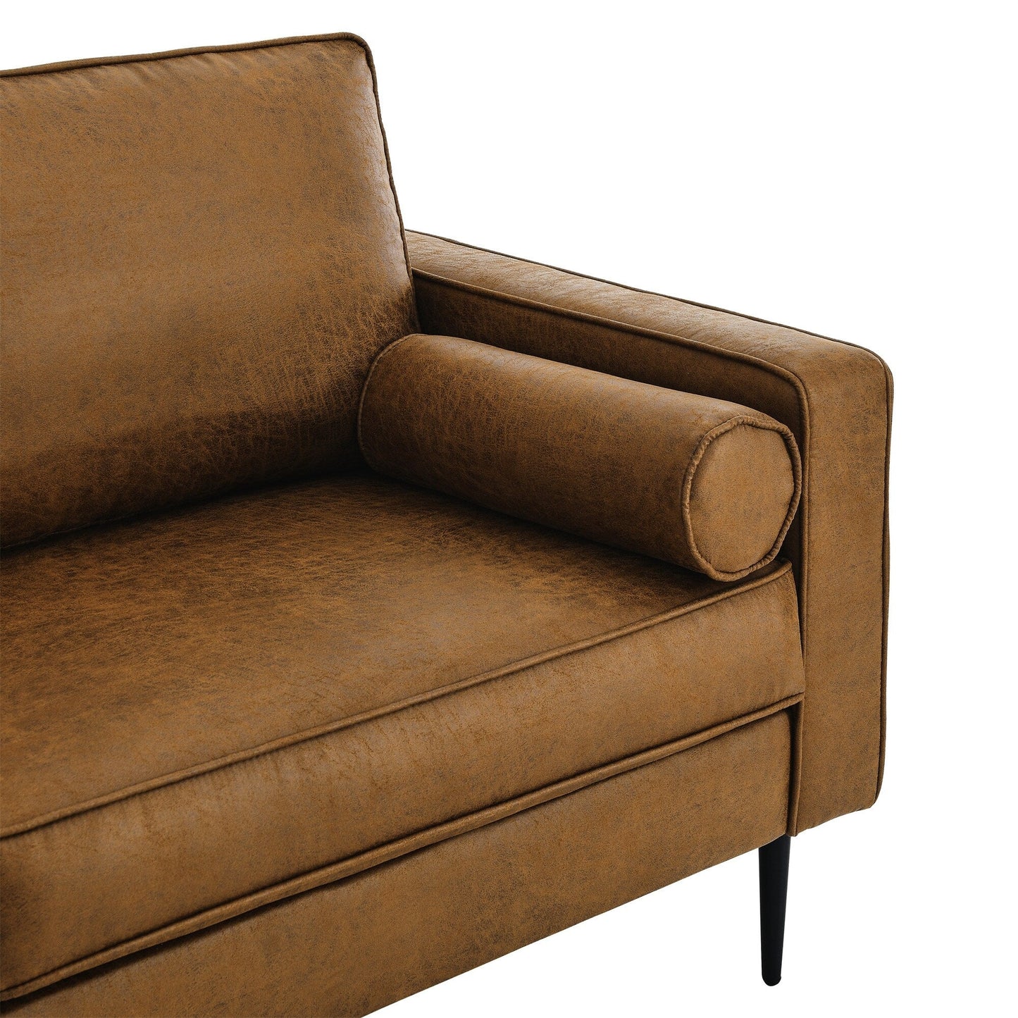 Mid-Century Modern Upholstered Loveseat Sofa with Pillows