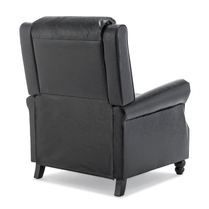 Mid-Century Nailhead Pu Leather Linen Recliner