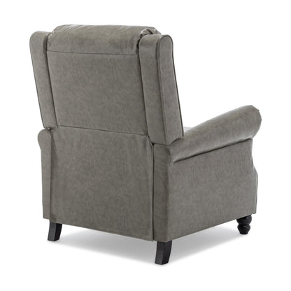 Mid-Century Nailhead Pu Leather Linen Recliner