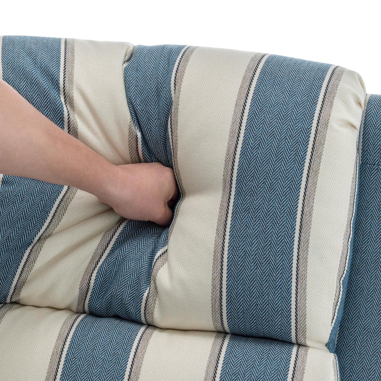 Mid-Century Nailhead Pu Leather Linen Recliner