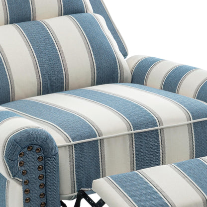 Mid-Century Nailhead Pu Leather Linen Recliner
