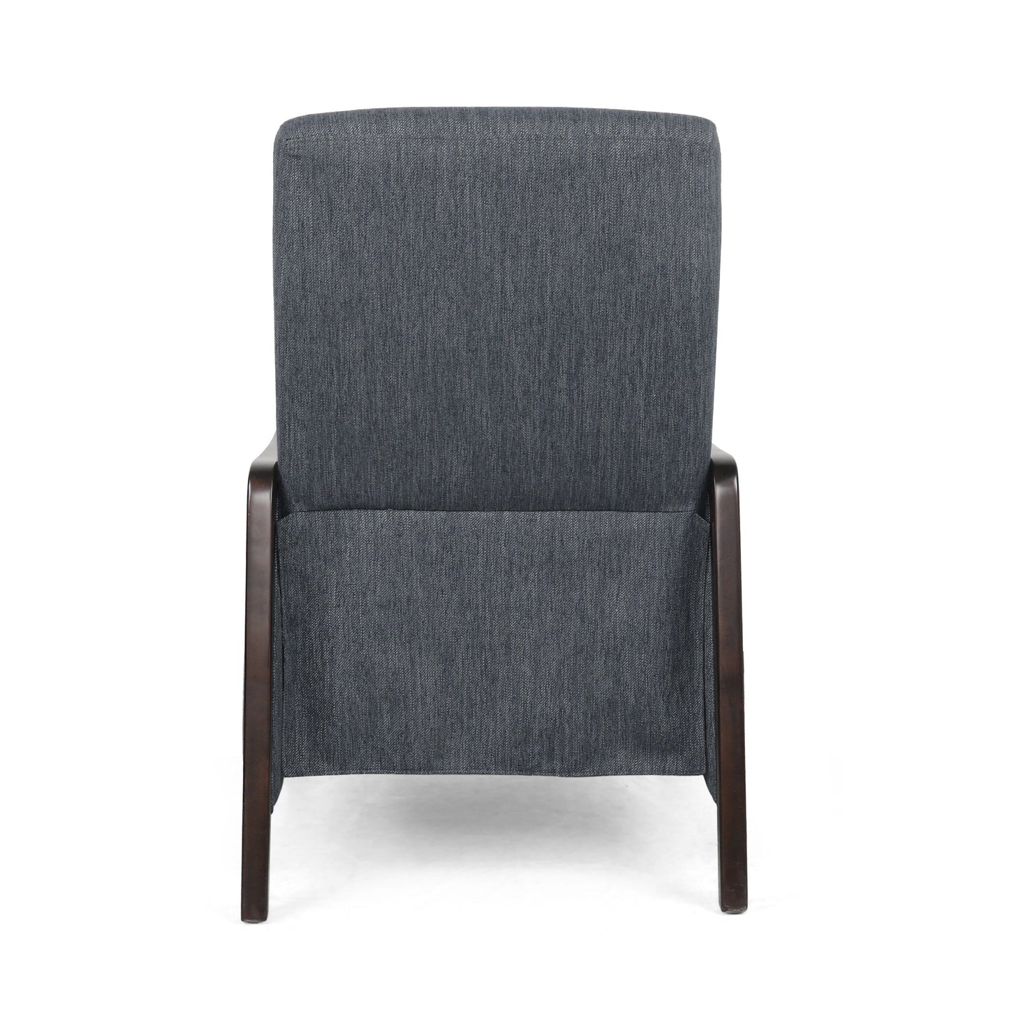 Mid-Century Upholstered Push-Back Recliner with Footrest and Birch Wood Frame