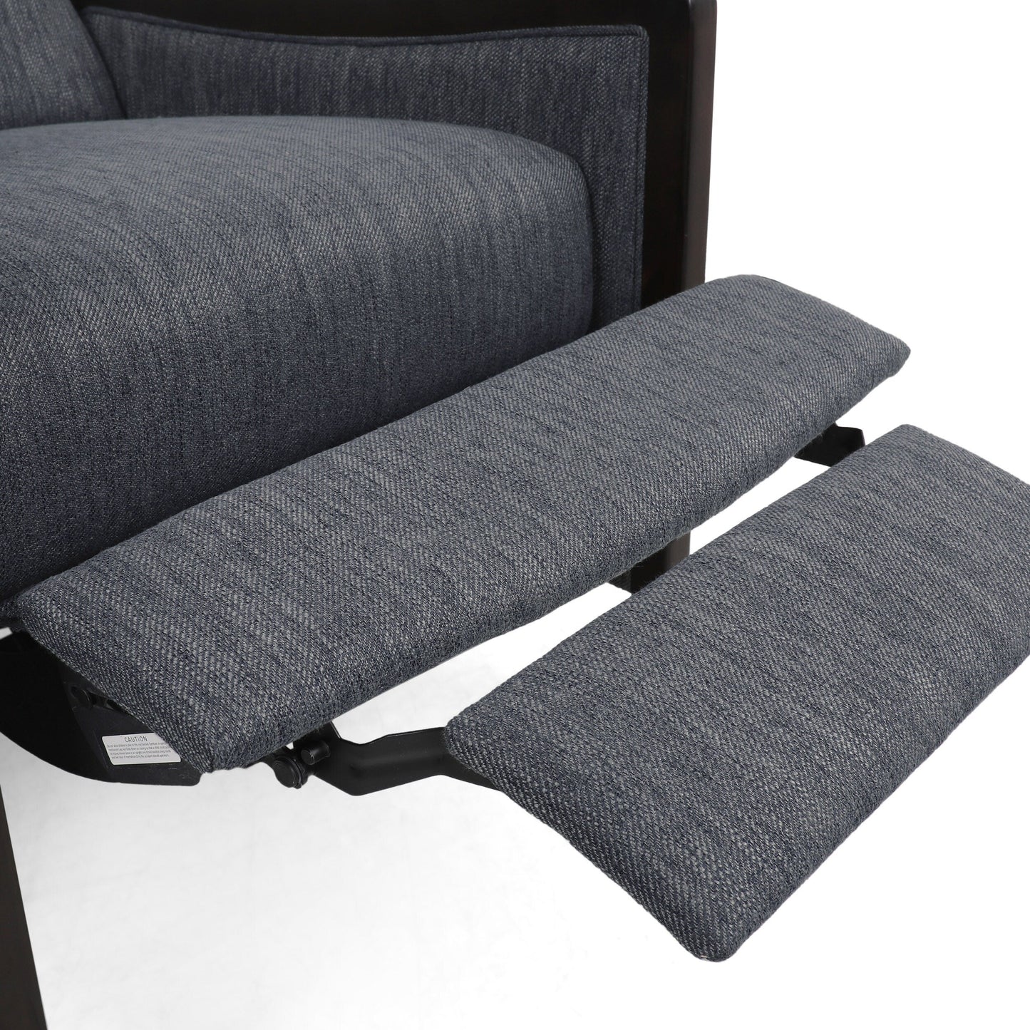 Mid-Century Upholstered Push-Back Recliner with Footrest and Birch Wood Frame